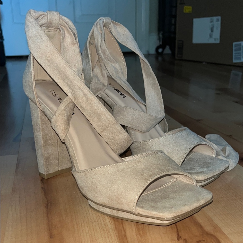 Fashion Nova Suede Lace-Up Heels